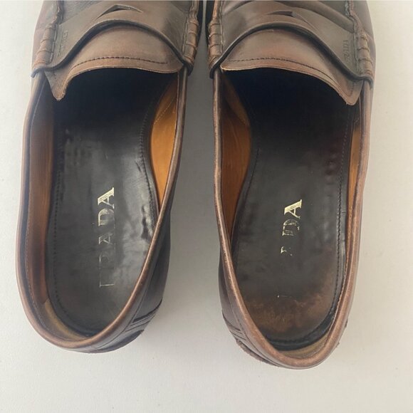 Prada {2DA 026} Men's Loafers Shoes Brown - Picture 10 of 11